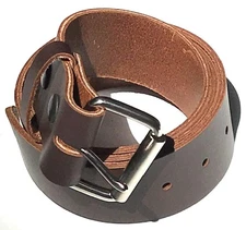 Mens Leather Belt Dark Brown Heavy Duty 1 3/4" Wide Durable Waist Strap