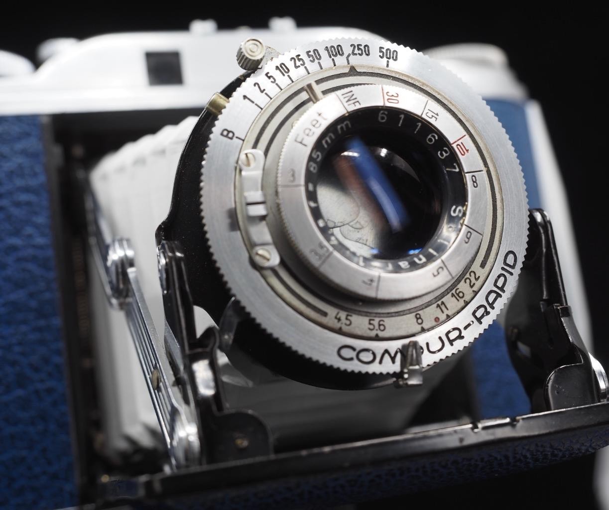 Agfa Isolette III f4.5 SOLINAR - NEW BLUE Leatherette & Light Grey Bellows !!