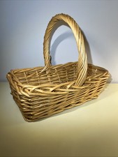 Large Honey Gold Boho Rectangular Wicker Basket with Handle