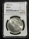 1884 O $1 Morgan Silver Dollar NGC MS64 - Flashy Coin - No Reserve!!