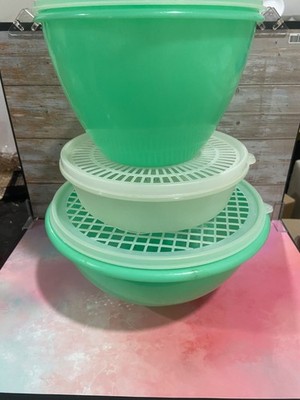 Vintage Tupperware Set of 3-Lettuce Keeper  & 2 Colanders VGUC!!