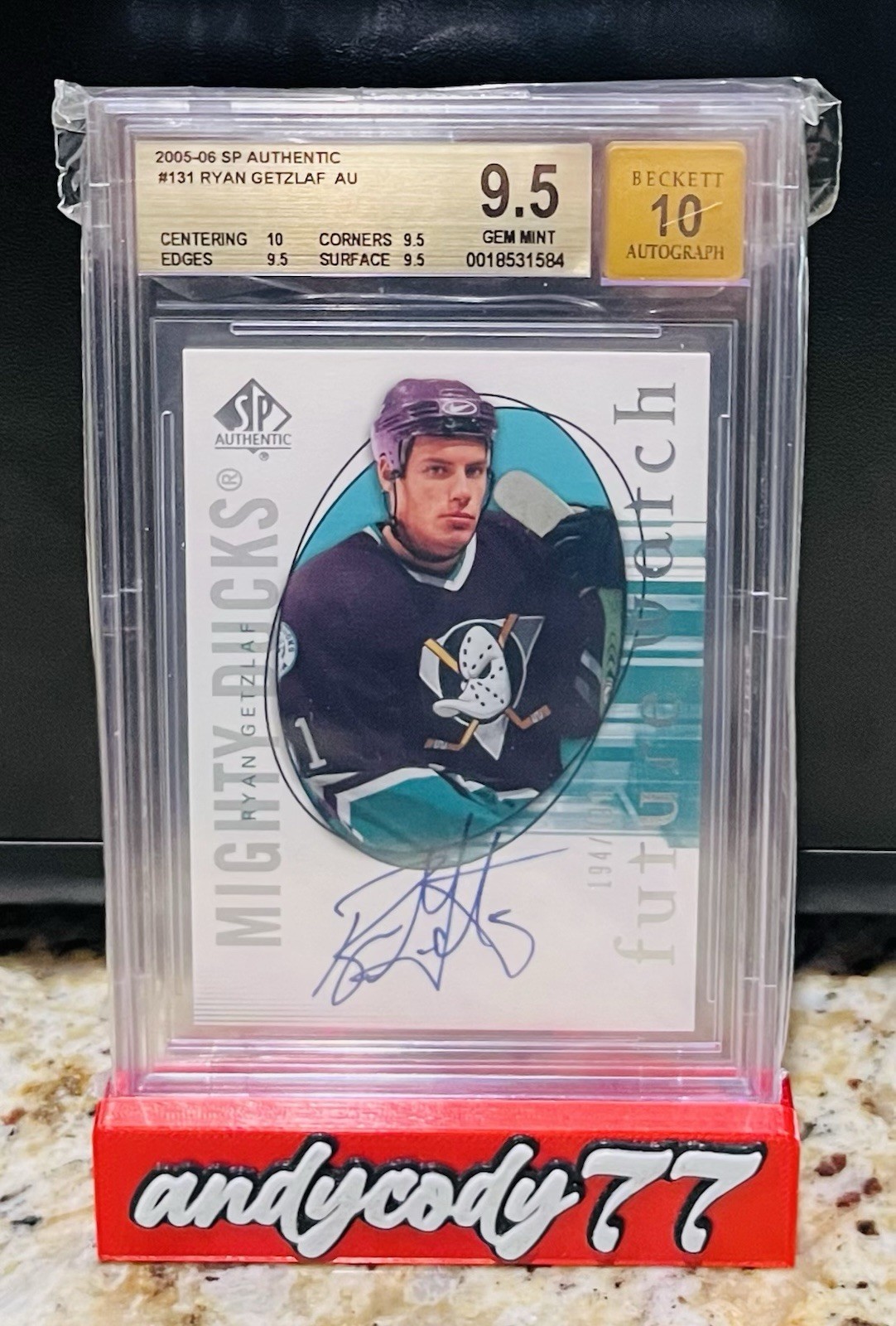 Ryan Getzlaf 2005-06 SP Authentic Future Watch Rookie Auto #194/999 BGS 9.5-10