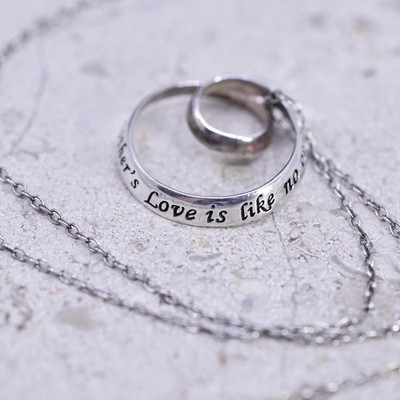 19'', vintage Sterling silver necklace, 925 circle chain infinity loop pendant