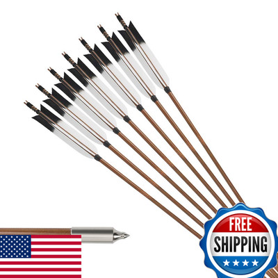 Pg1Archery Bamboo Arrows 12 Pack Practice Target Arrow Handmade Self Nock