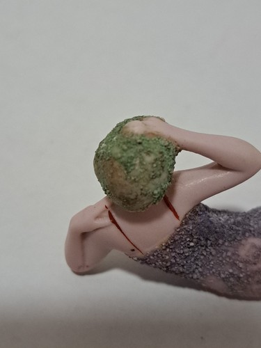 Vtg German? Bisque Bathing Beauty Blue Suit Mini Figurine Art Deco Worn Spots - Picture 5 of 11