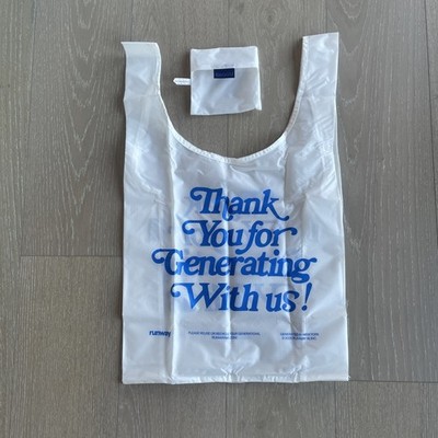 Baggu Mehrweg Shopper Standard Medium Tasche Runway NY weiß blau 40 x 64 x 15 cm