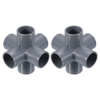 1'' 2pcs 6 Wege Winkelstück Rohrfitting UPVC Gelenk Kupplung Schlauch Adapter