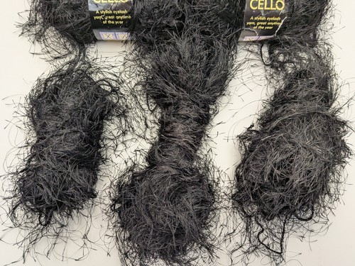 Lot of 6+ Sensations Cello Eyelash Yarn Solid Black Polyester Color # 14 - Picture 3 of 3