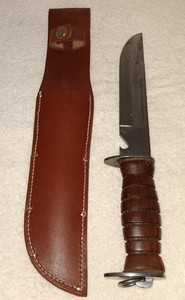 WWII Era E.G. Waterman EGW Fighting Knife - Original Wood Handle & Bottle Opener