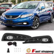 Pair Fit 2013 2014 2015 Honda Civic 4Dr Sedan Front Fog Lamp Light +Cover Switch