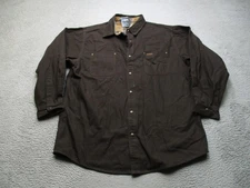 Carhartt Jacket Mens XL Brown Canvas Shirt Jac Flannel Lined Snap Front Workwear