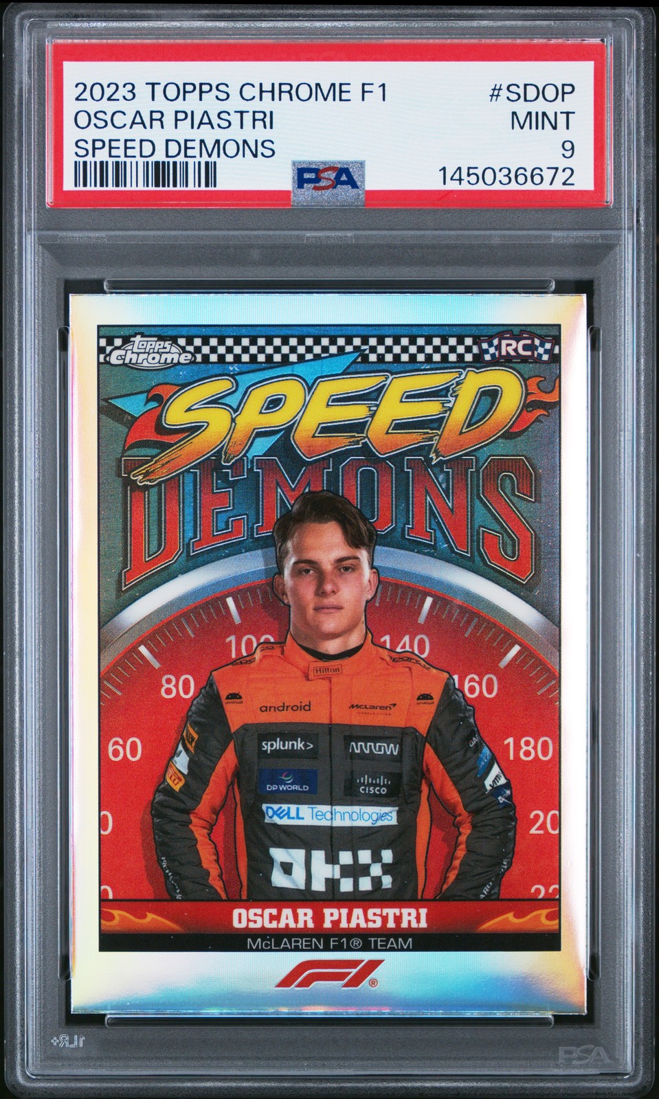 2023 TOPPS CHROME FORMULA 1 SPEED DEMONS #SDOP OSCAR PIASTRI PSA 9