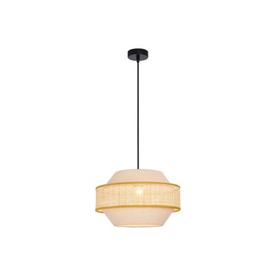 Viokef Pendelleuchte Hängelampe Erica Rattan Textil Beige Schwarz E27 LED Ø 35cm