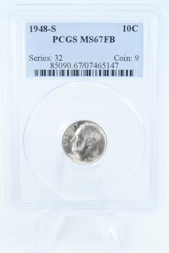 1948-S PCGS MS67FB Roosevelt Dime Business Strike 10C - Picture 1 of 2