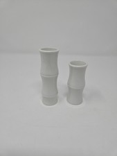 Vintage FF Japan White Porcelain Bamboo Shaped Bud Vases SET OF 2