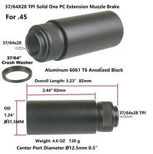 .578-28 37/64x28 TPI One PC Solid Extension Muzzle Brake Compensator .45 ACP