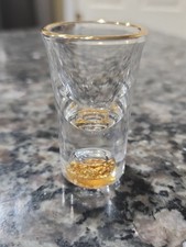 Crystal Shot Glass 0.5oz Decorated With 24K Gold Leaf Flakes, Lead Free