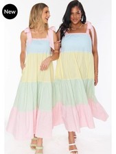 Show Me Your Mumu Sabrina Maxi Dress color block stripe size M
