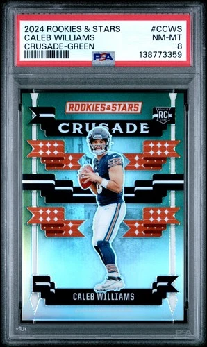2024 PANINI ROOKIES & STARS CRUSADE GREEN CALEB WILLIAMS ROOKIE RC 5/5 PSA 8