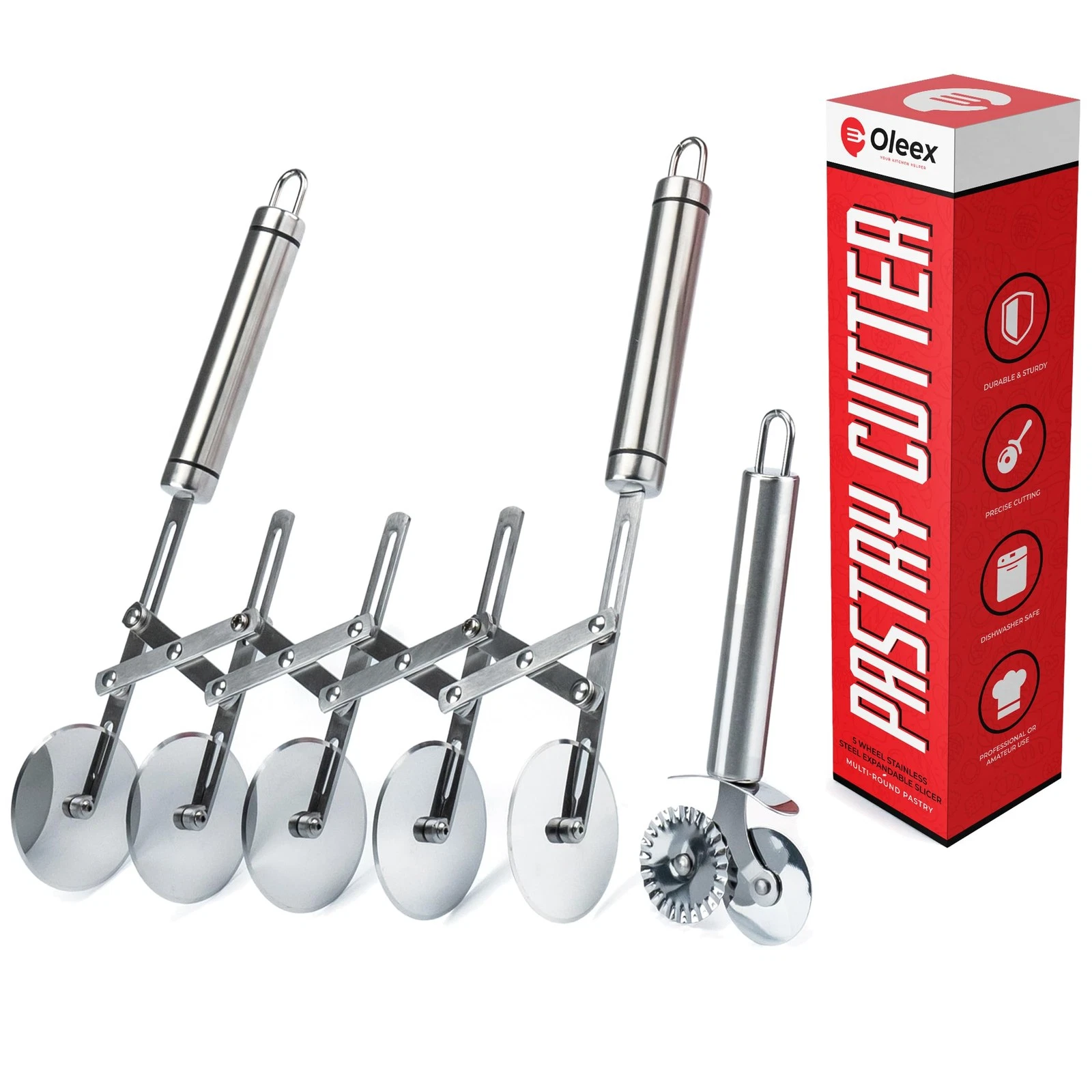 Oleex 'All-Dough’ Pastry Cutter Set. 5 Wheel Dough Cutter and Dual Fluted Rav...
Opens in a new wind