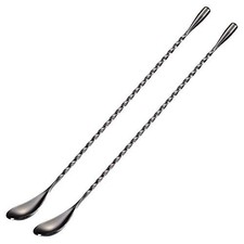 Briout Bar Spoon Cocktail Mixing Stirrers, 2Pcs, 12  Long Handle, Black