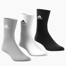 Adidas Mens Cotton Rich Socks Cushioned Casual Sports Sock 3 Pairs Size 8.5-10