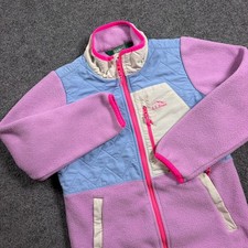 LL Bean Fleece Jacket Girls Youth Small 8 Purple Blue Quilted Hybrid Full Zip