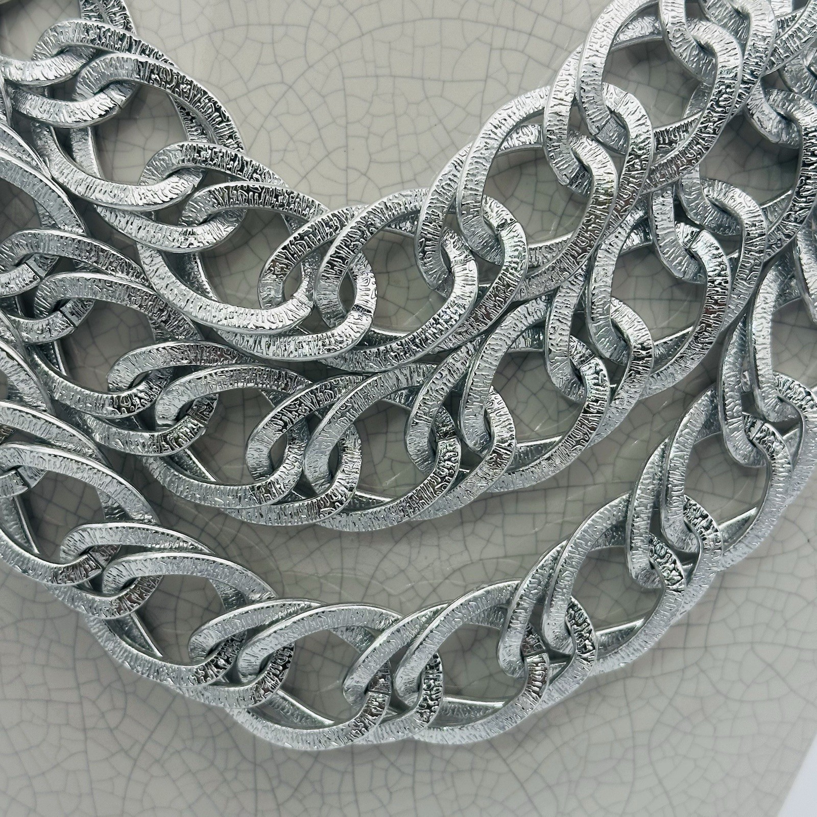 Silver Multi-Row Chain Link Chunky Statement Neck… - image 9