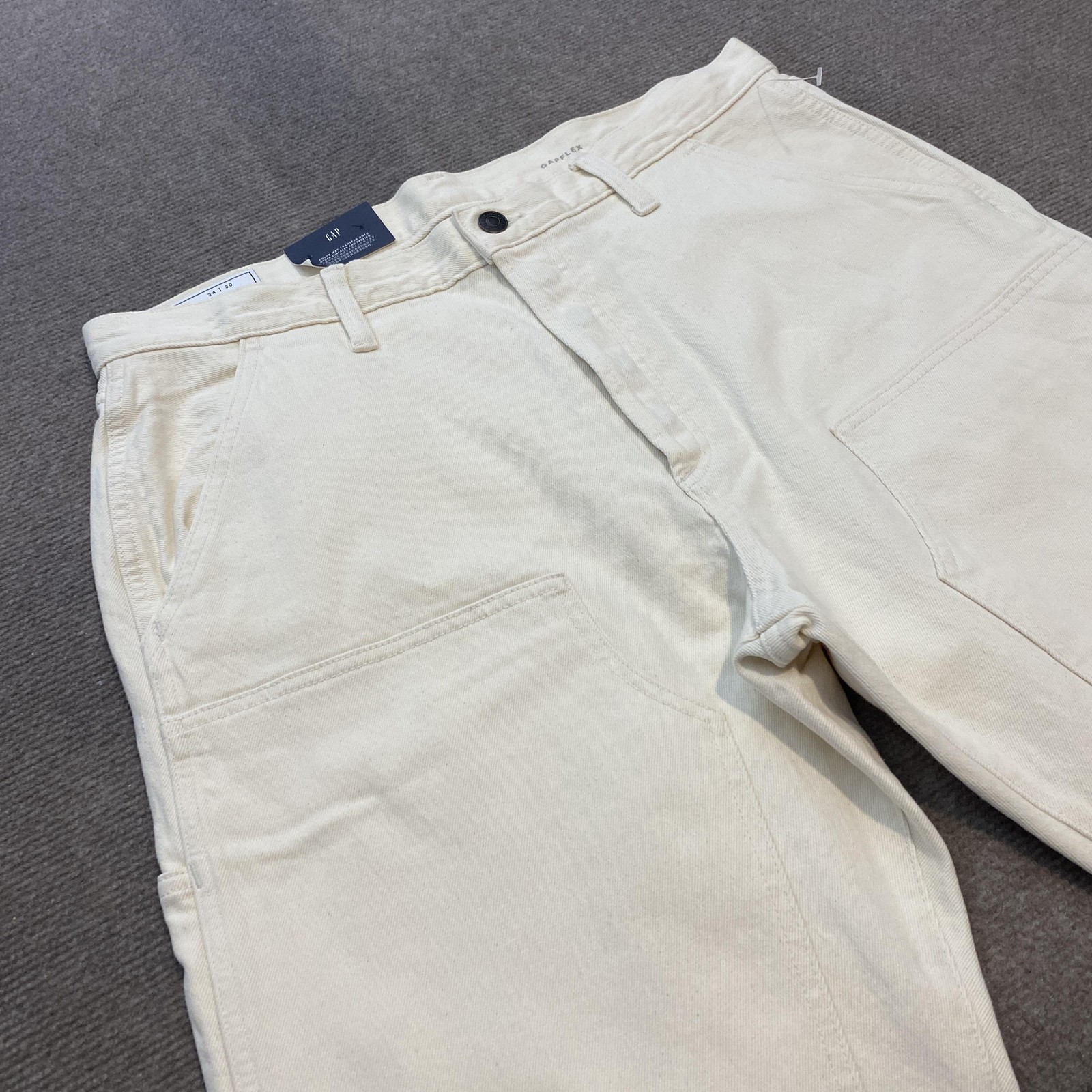 Gap Double Knee Jeans Mens Size 34x30 White Relaxed Straight Y2K Grunge