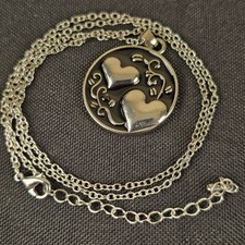 Reversible Silver-tone 1" Diameter Sister Pendant on 19" Silver-tone Chain