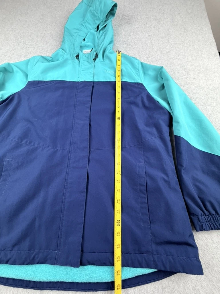Magellan Outdoors Rain Jacket XL Navy Blue Aqua Hooded Full Zip Fleece Lined image 2