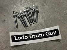 (8) LUDWIG Snare Drum Tension Rods CLEAN w WHITE WASHERS #AG4