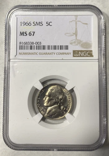 🔥 1966 JEFFERSON NICKEL SMS 5C MS 67 NGC 🔥