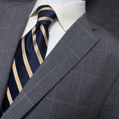 Cheng Sport Coat 44R Barberis Gray Windowpane 120s Italian Wool Blazer Hong Kong
