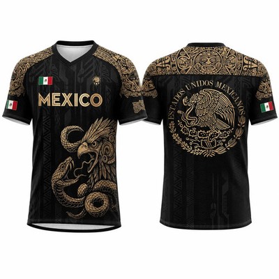 Men's 2026 Mexico Black Short-Sleeve Sports T-Shirt - Mexico Shirt, Gold Eagle S
