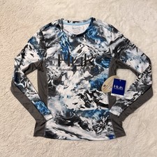 Huk Performance Fishing Shirt Men’s Medium Long Sleeve Mossy Oak Hydro Camo