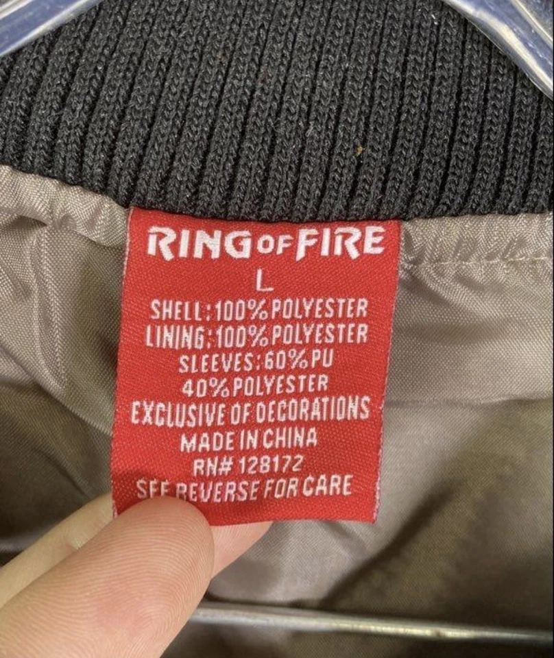 Chaqueta Universitaria Ring of Fire California - Tostado y Blanco Talla L Foto 3 de 3