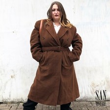 Vintage Hugo Boss Brown Wool Long Coat Size 20