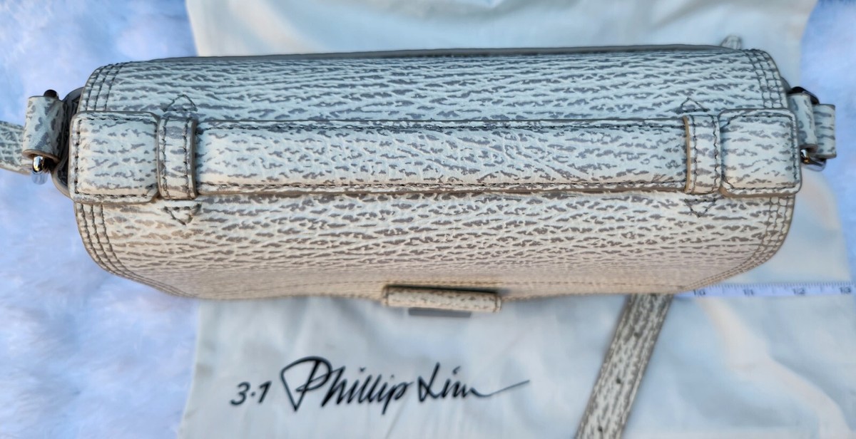 3.1 PHILLIP LIM Gray/Cream Shark Embossed Leather Mini 3.1 PHILLIP LIM Gray/Cream Shark Embossed Leather Mini