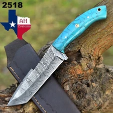Damascus tanto Hunting Knife Custom HandMade - Hand Forged Damascus Steel Blade
