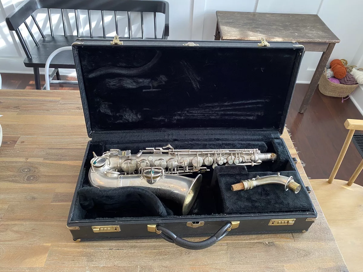 Vintage 1930 Conn Transitional Silver Alto Saxophone Sax Gold Bell