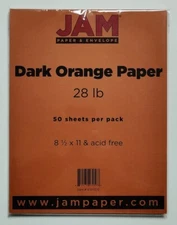 JAM Paper Dark Orange 28 lb Printer Paper – 50 Sheets 8.5x11” Acid Free NEW