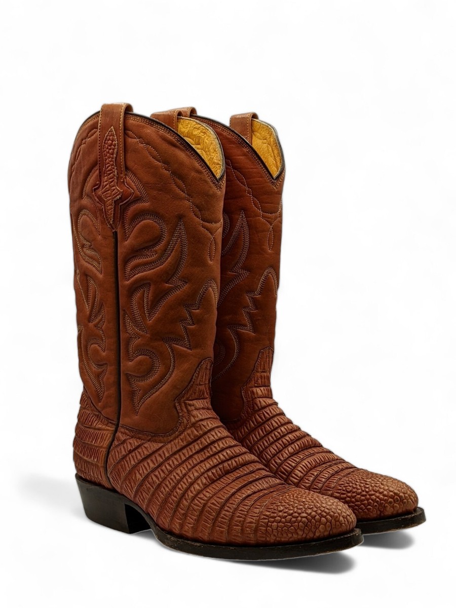 RUDEL Boots Leather Patterned Red Brown Cowboy Western Boots Women's Sz  E