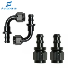 2PC Push on Lock Hose Fitting 90 Degrees Oil/Fuel/Gas Line Adapter 6AN 8AN 10AN