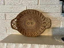 Beautiful  Antique Native American Indian Handmade Coushatta Pine needle tray