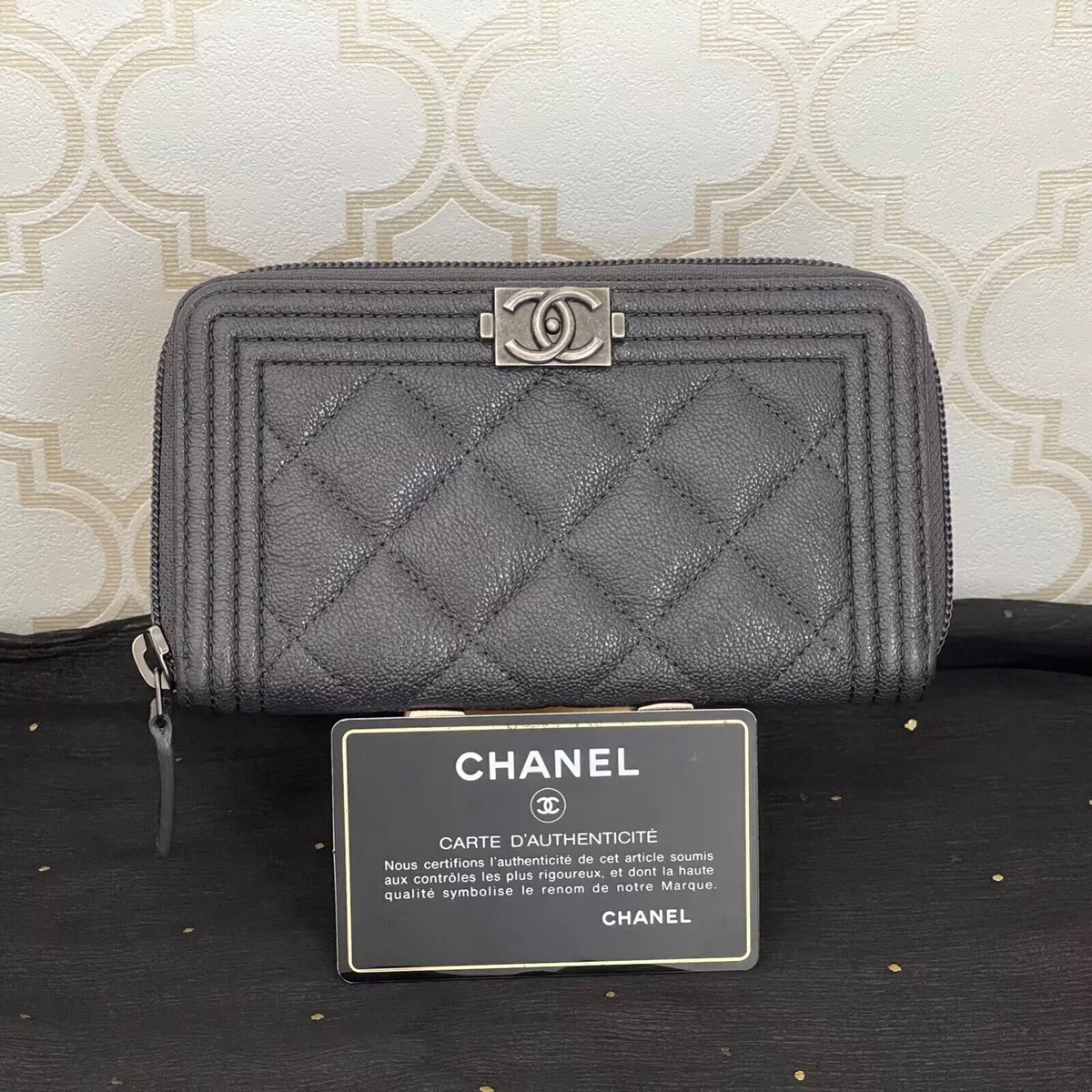 CHANEL Caviar Quilted CC Zip Card Holder Black 260625