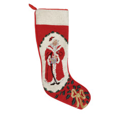 22" Christmas Holiday Red Santa Claus Lantern Needlepoint Christmas Stockings