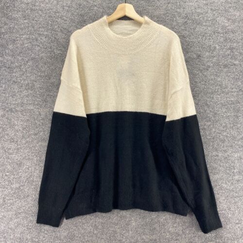 New Fashion Nova Sweater Pullover Women L Large Black Knit Crew Neck Long Sleeve
