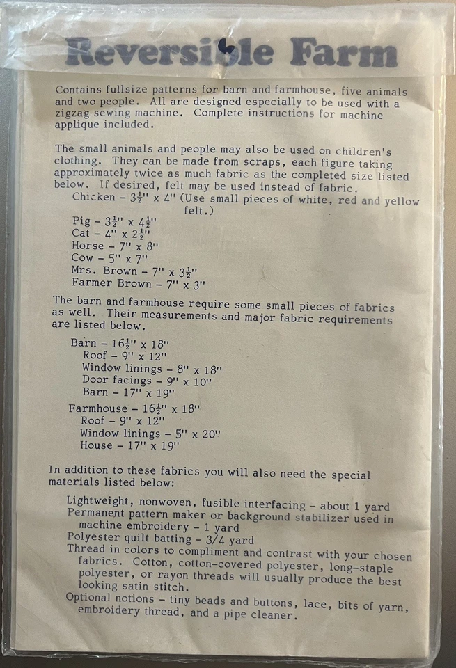 Yours truly Patchwork pattern 3705 Reversible Farm, animals, people uncut - Image 2 of 2