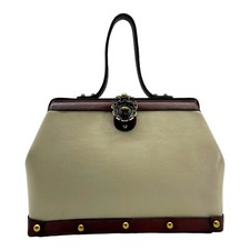 Vintage 50s 60s Zenith Large Leather Handbag Handmade Top Handle Satchel Italy